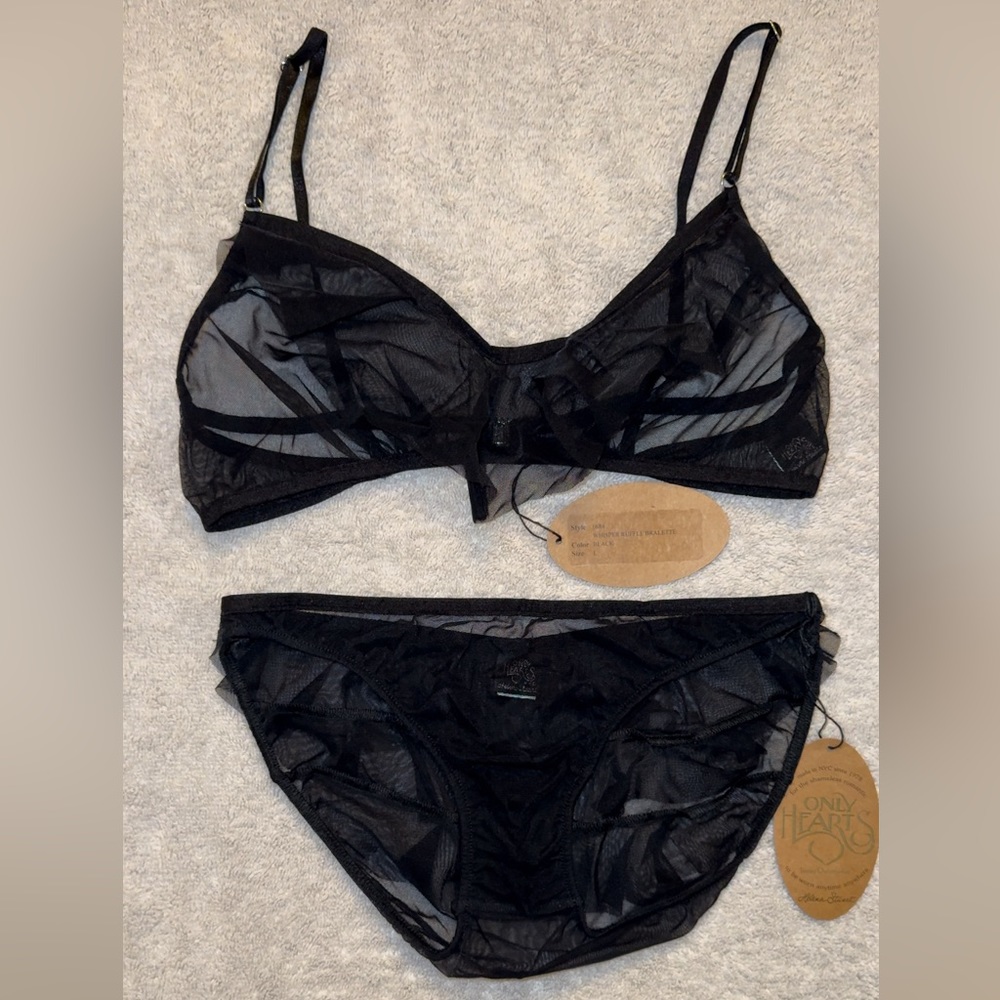 *RARE* Only Hearts - Whisper Ruffle Bralette L & Matching Ruffle Bikini SM - Set - Picture 2 of 4